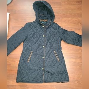 Ralph Lauren Thin Insulated Jacket with hood. Size XL. Navy with brown detailing